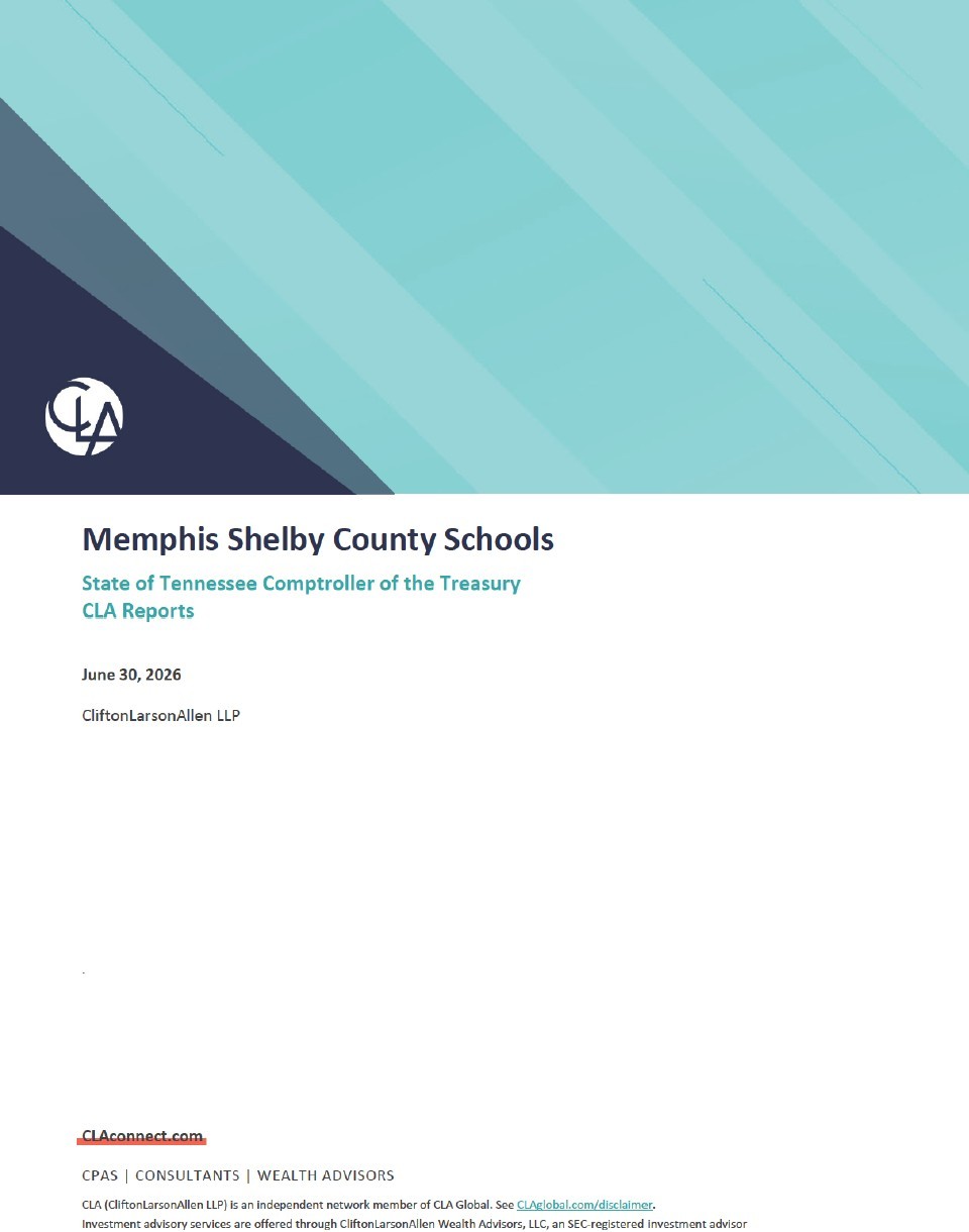 Cover Page of Memphis Shelby County Schools Forensic Audit