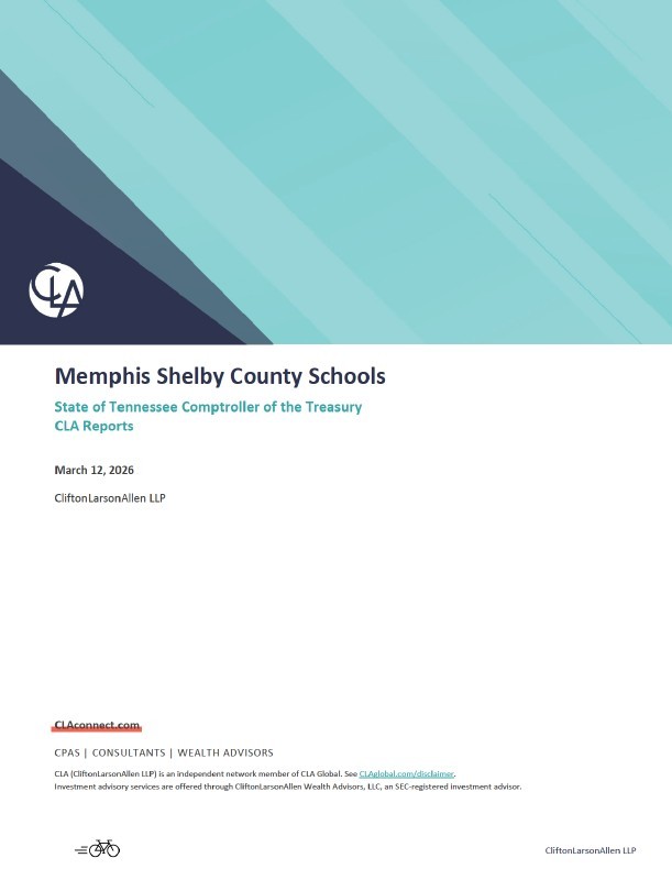 Memphis Shelby County Schools Interim Audit Report Cover