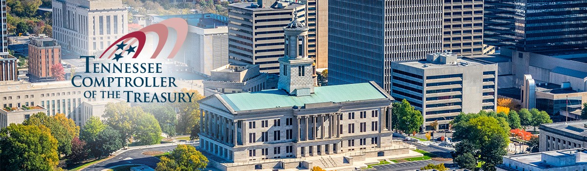 Tennessee State Capitol with Comptroller logo. 