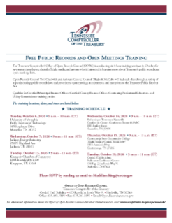 Open Records Roadshow Schedule